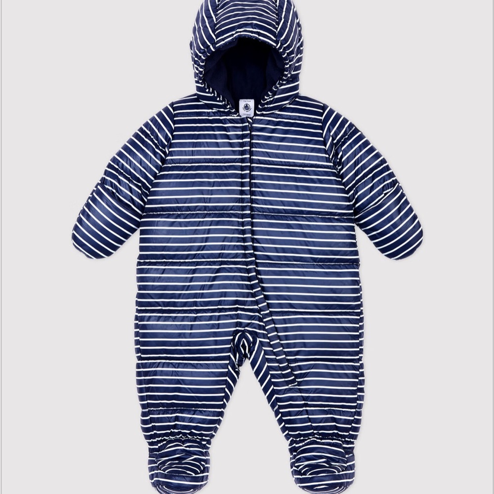 Petit bateau Navy and White Striped bunting suit